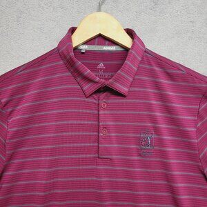 Adidas Shirt Mens Medium Purple Gray Striped The Players TPC Sawgrass Golf Polo
